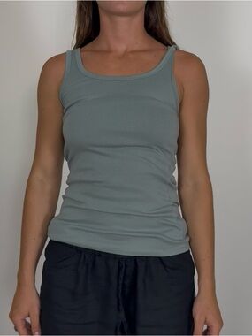 A New Day Sage Green Fitted Tank Top | Soft Stretch Basic Layering Top